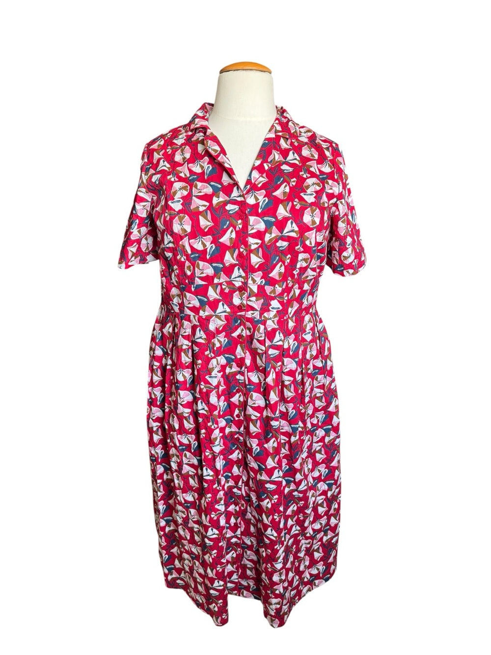 Seasalt Cornwall Charlotte Dress US 14 Organic Cotton Floral Midi Shirt Dress - Picture 2 of 8